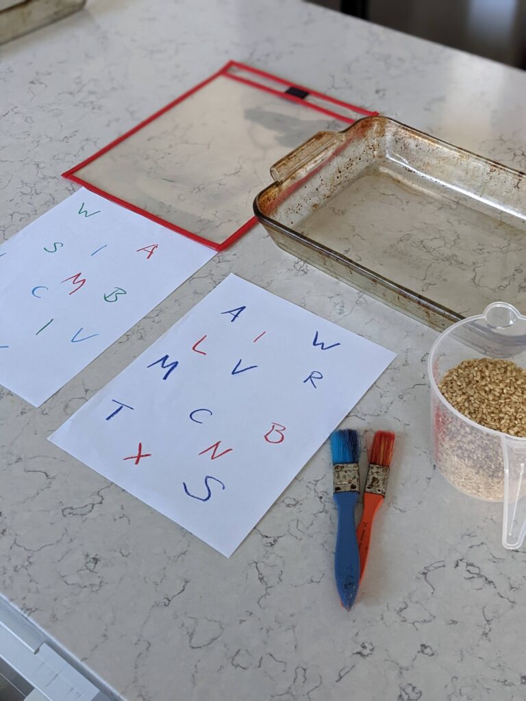 setup for letter activities for kids