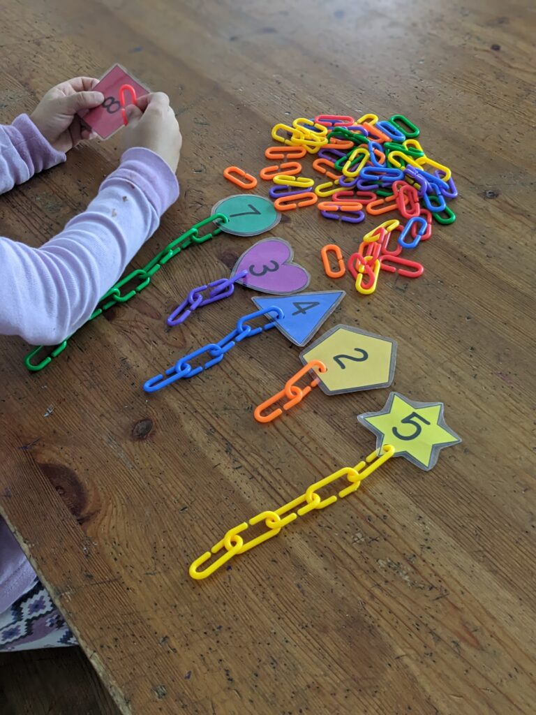 preschool math activity with toy math links