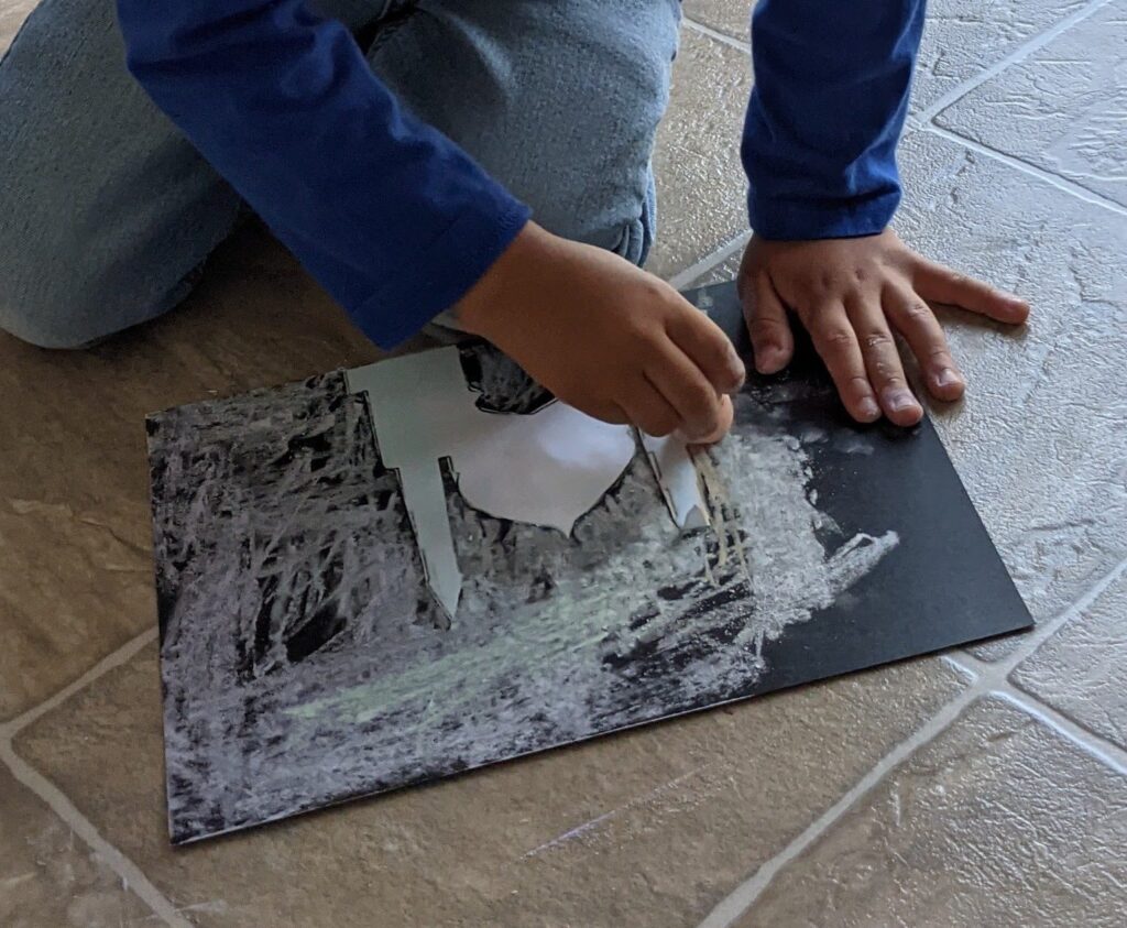 chalk drawing of mosque as a Ramadan activity for kids