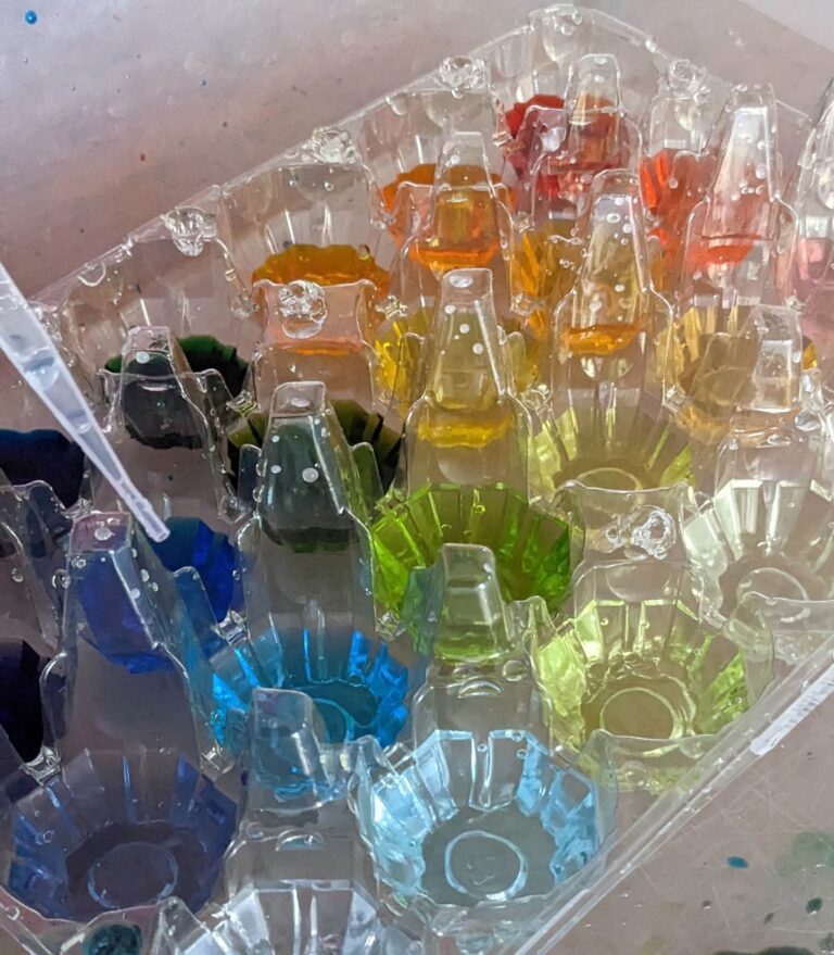 Water colors with pipette for color mixing