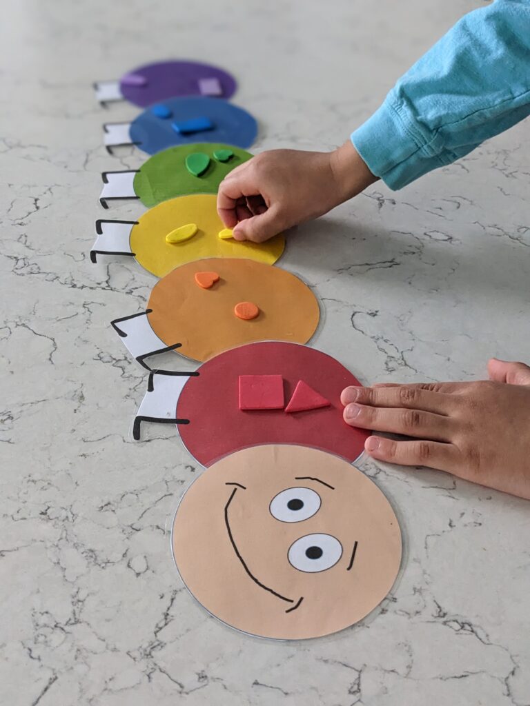 Caterpillar color sorting activity for free download